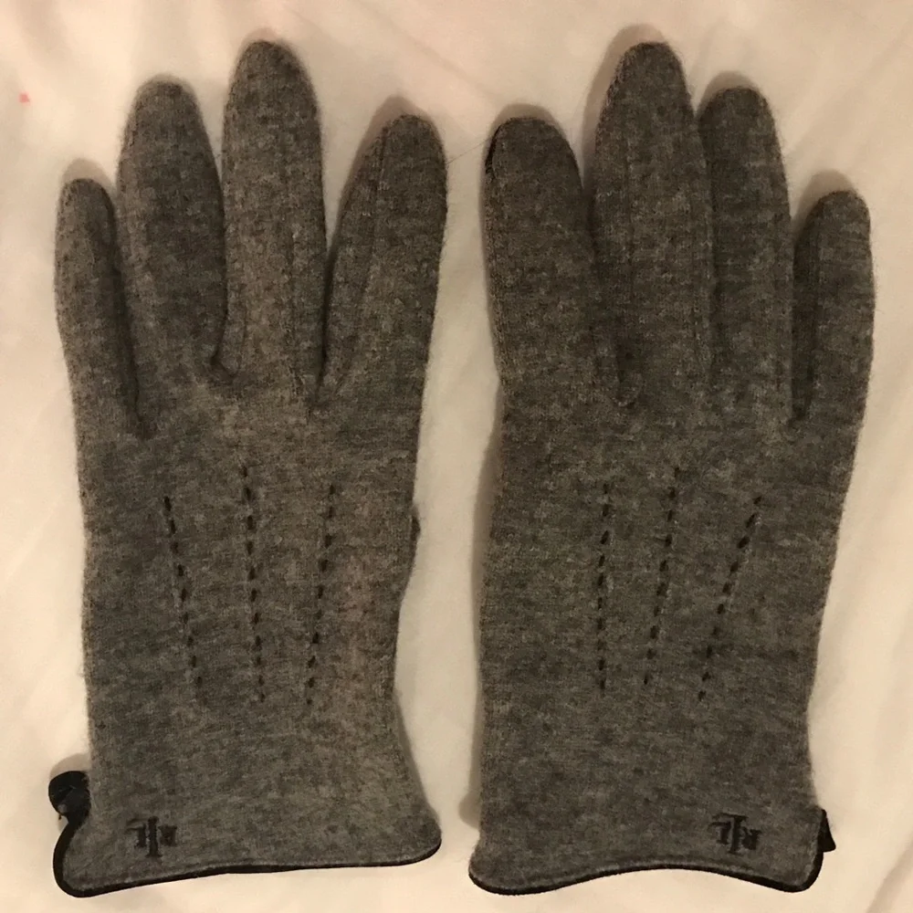 Ralph Lauren Cashmere TEXTING Phone Tech Touch Gloves! Grey os wool